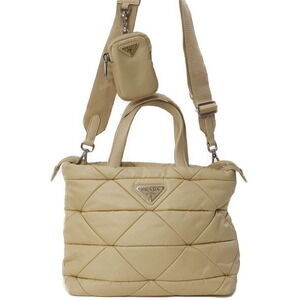Prada ReNylon Padded Tote Bag quilted desert beige Tan